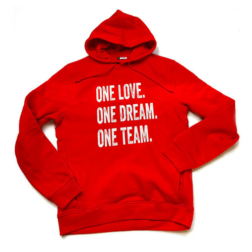 ONE LOVE, ONE DREAM, ONE TEAM - Organic Hoodie (rot) Bild